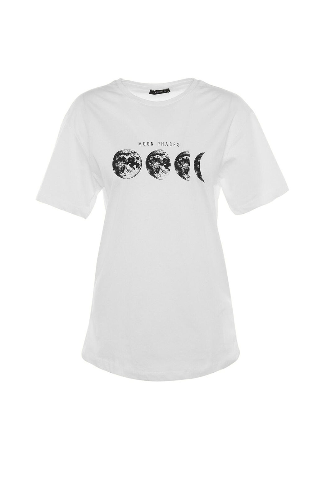 TRENDYOLMILLA Ekru %100 Pamuk Bask?l? Boyfriend Fit Bisiklet Yaka Orme T-Shirt TWOSS20TS0245 фото 12