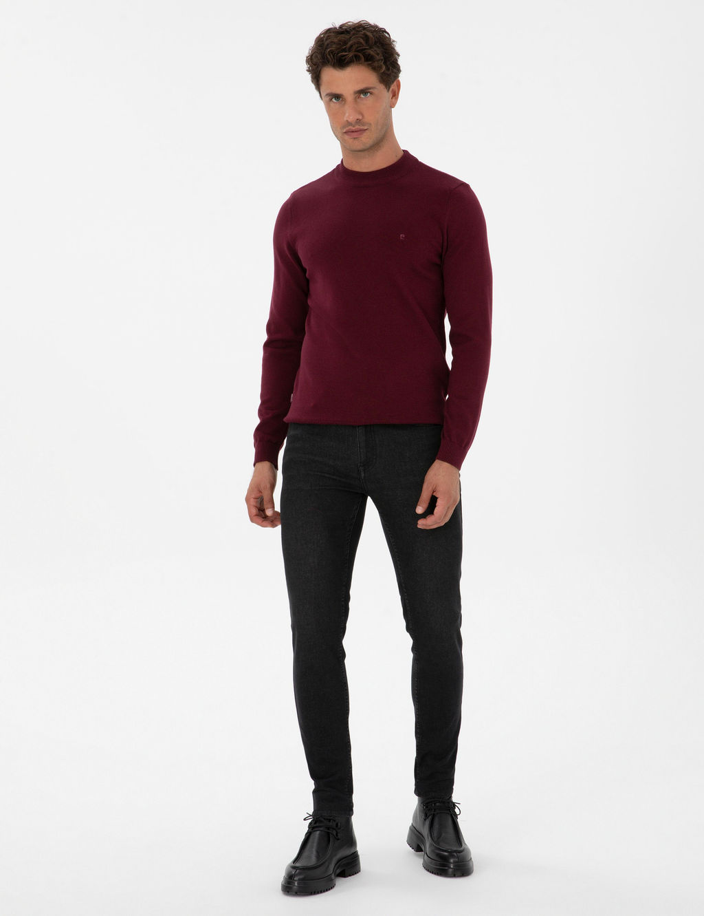 Mor Slim Fit _eyrek Yaka Basic Triko Kazak - Pierre cardin фото 4