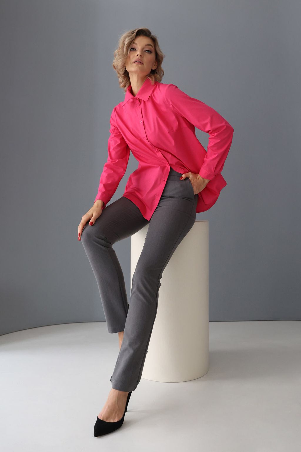 Рубашка со складкой и полукруглым низом - Looklikecat фото 3