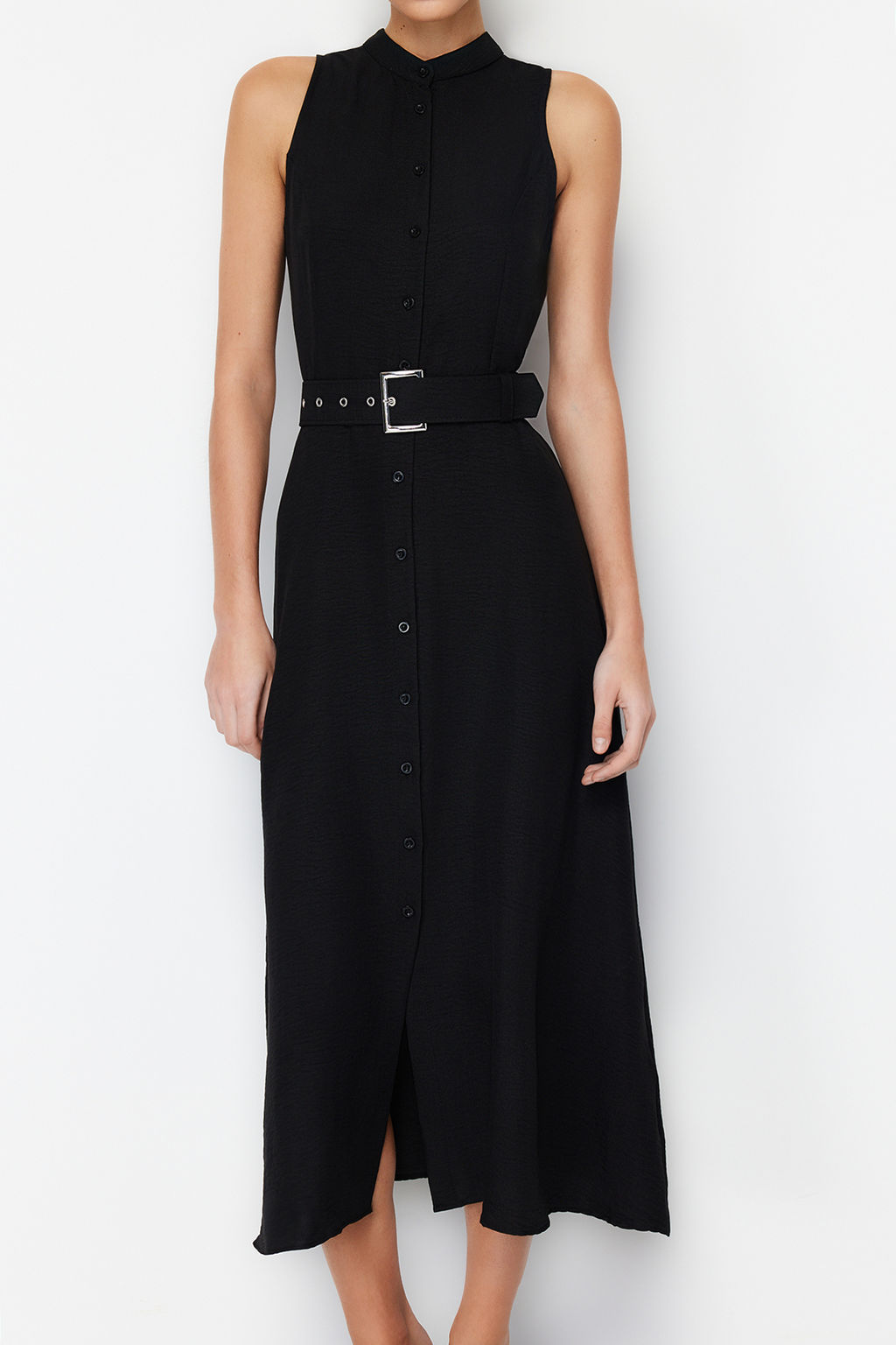 TRENDYOLMILLA Mint Kemerli Midi Dokuma Gomlek Elbise TWOSS23EL01628  фото 16