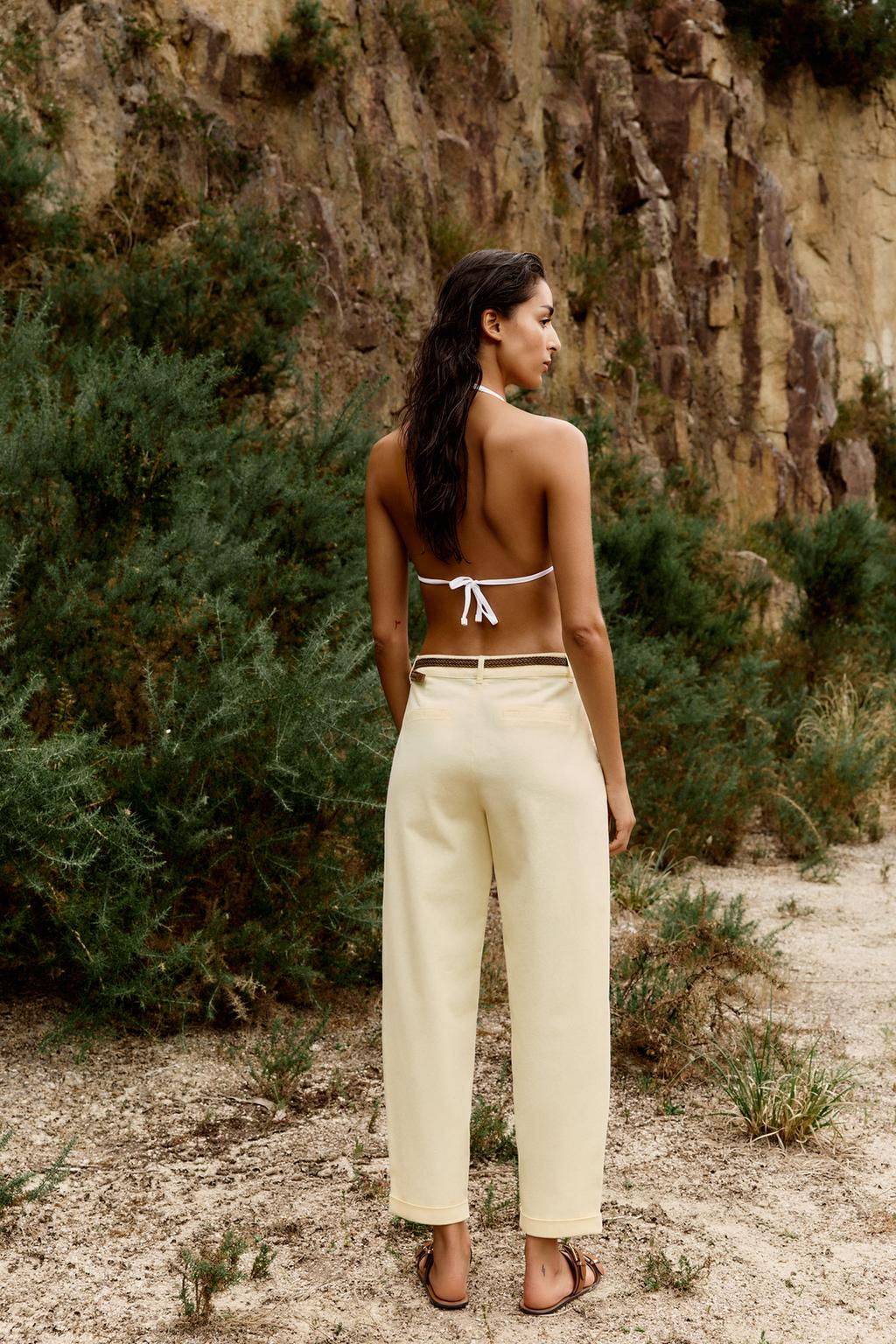 CHINO TROUSERS WITH BRAIDED BELT - Zara фото 5