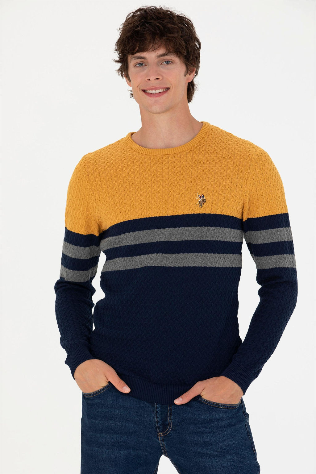 Свитер U.S. Polo Assn мужской темно-синий хлопок  фото 10