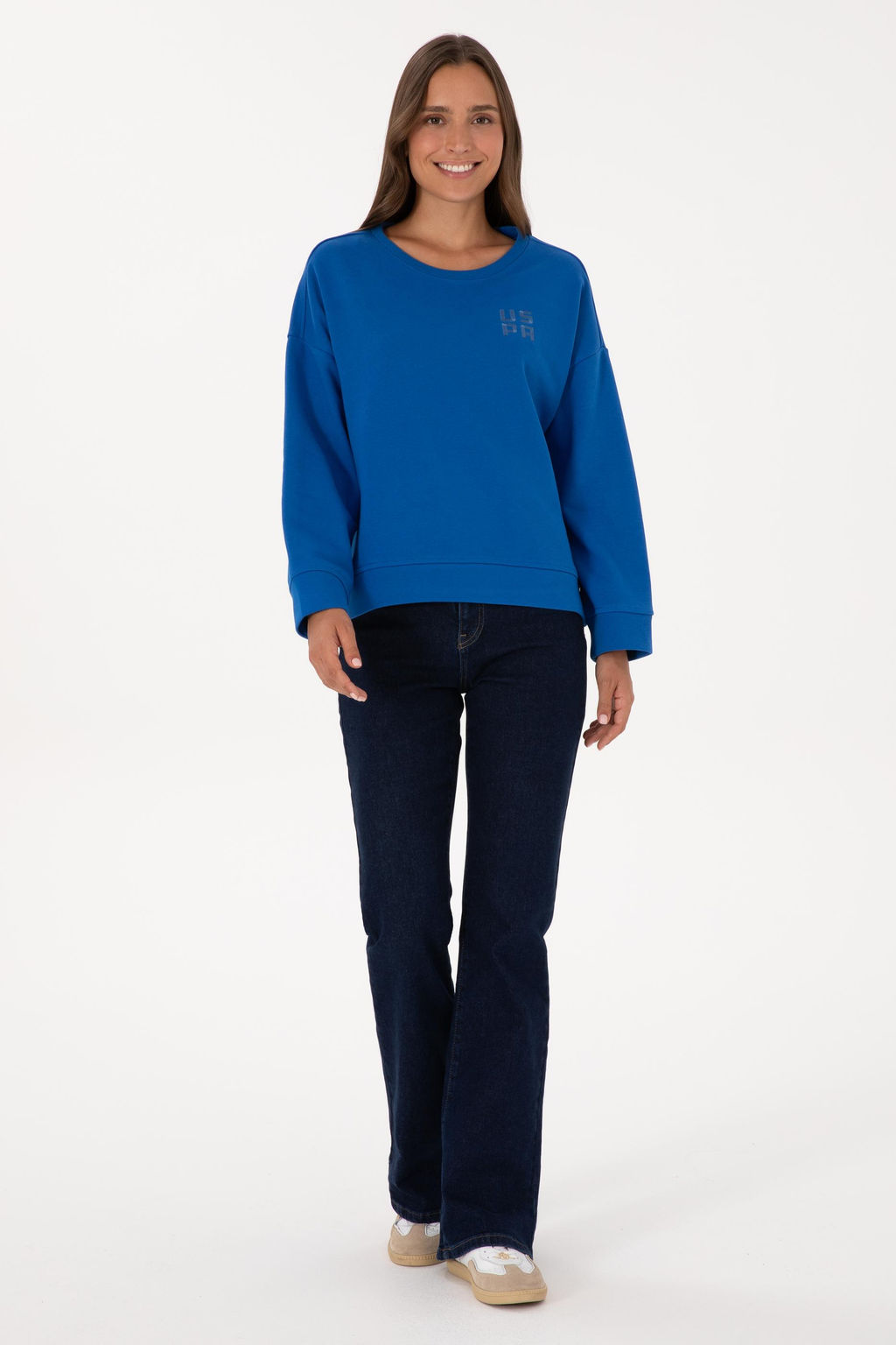 Kad_n Koyu Mavi Bisiklet Yaka Basic Sweatsh_rt Sepette S_rpriz _ndirim - U.s. polo assn фото 4