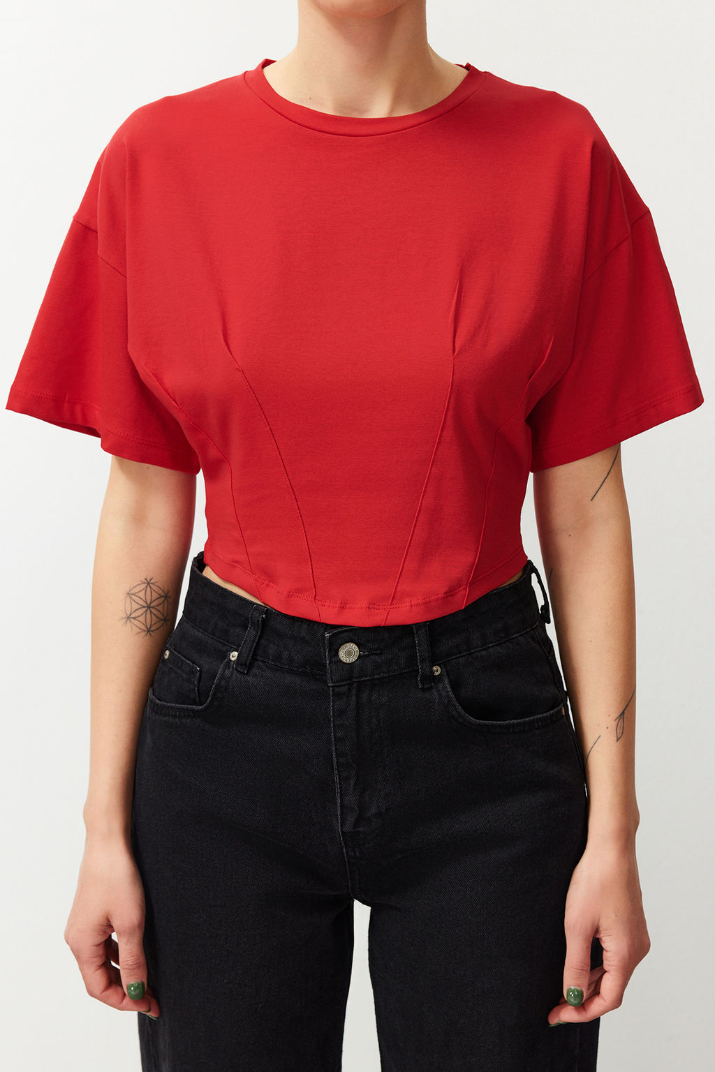 Beyaz Crop Orme T-Shirt TEDSS24TS00008 - Trendyolmilla фото 18