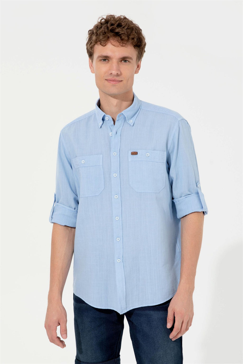 U. S. Polo Assn Мужская синяя рубашка с длинным рукавом - U.s. polo assn фото 10