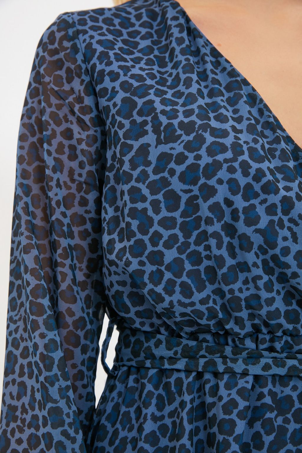 Cok Renkli Kusakl? Kruvaze Leopar Desenli Mini Dokuma Elbise TWOSS20EL0626