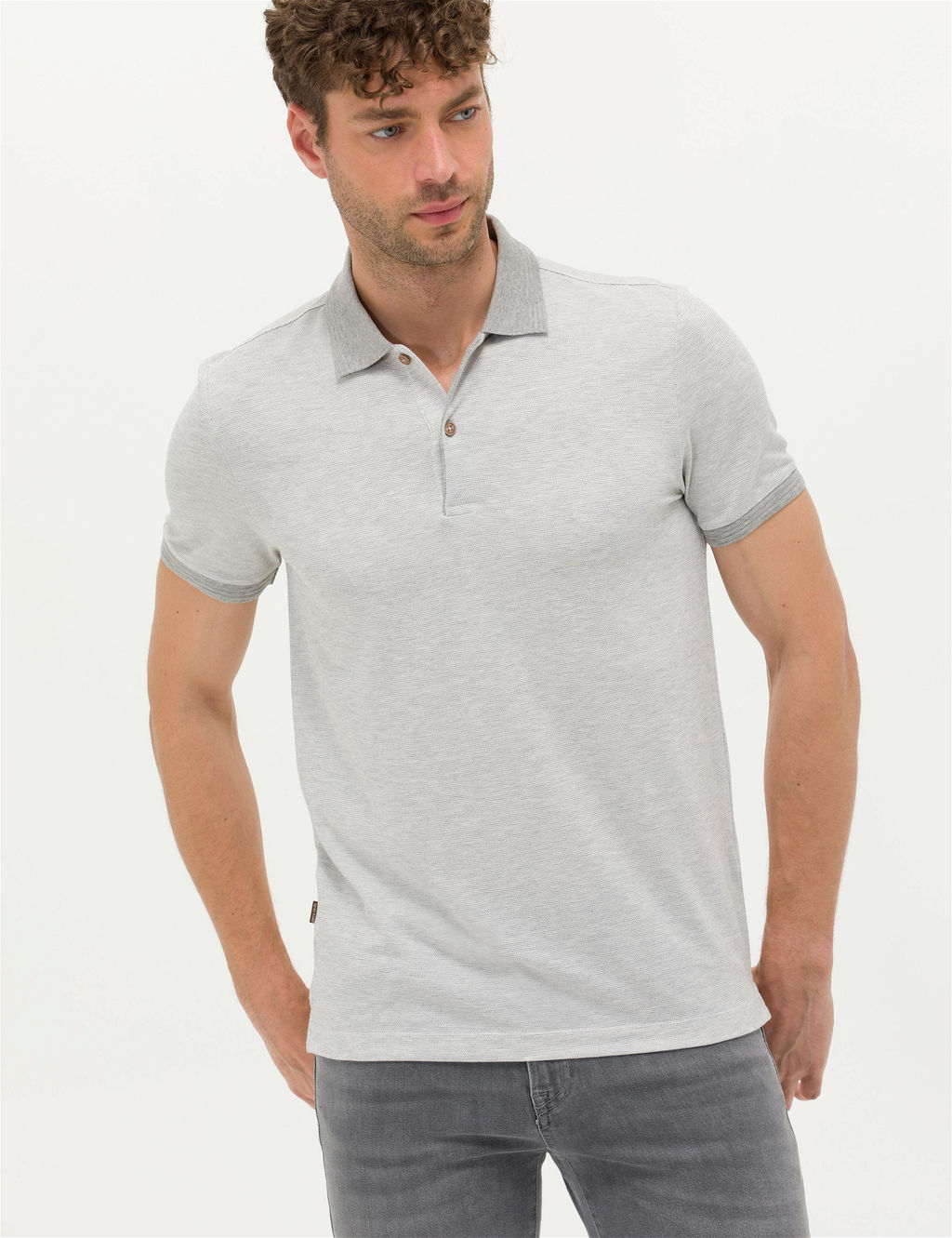 A__k Gri Melanj Slim Fit Polo Yaka Ti__rt