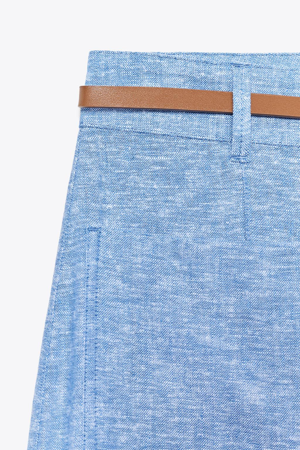 LINEN BLEND CULOTTES WITH BELT - Zara фото 9