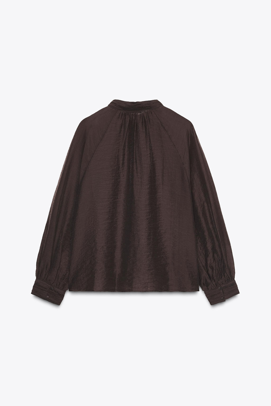 SEMI-SHEER PUFF SLEEVE BLOUSE - Zara фото 9