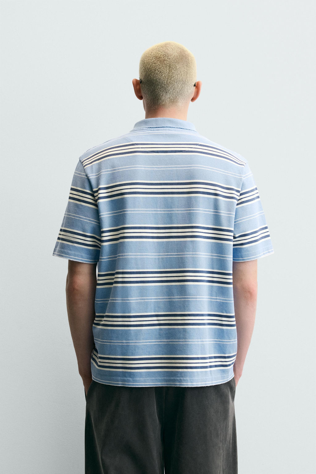 POLO BOXY FIT RAYAS / Azul / Blanco - Zara фото 3