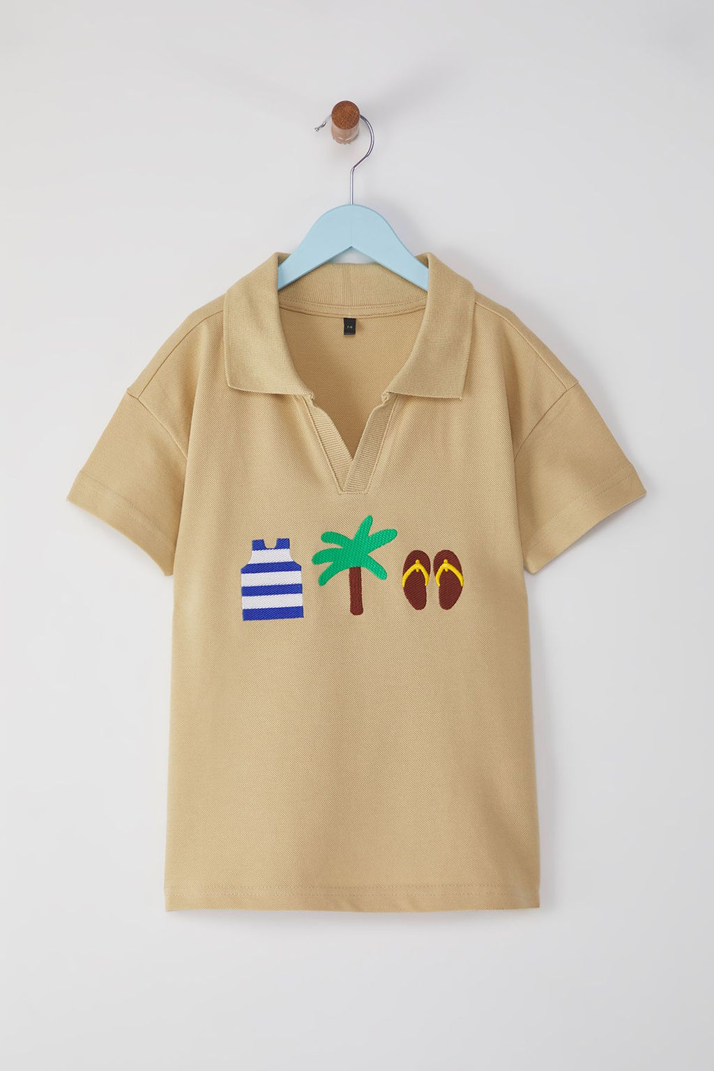 Bebe Mavisi Erkek Cocuk %100 Pamuk Bask?l? Polo Yaka Orme T-Shirt TKDSS25TS00081 - Trendyolmilla фото 3