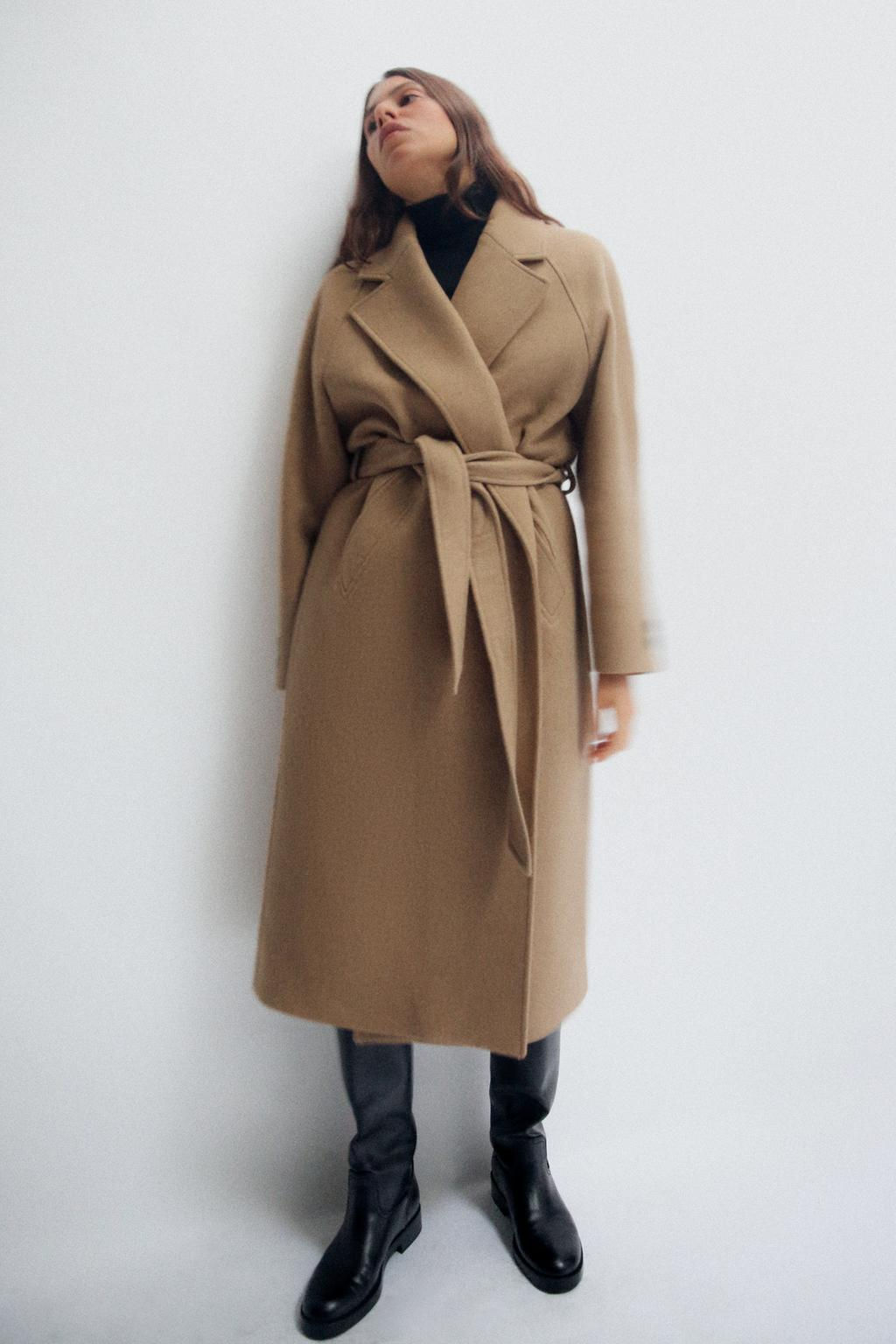 LONGLINE BELTED WOOL BLEND COAT - Zara фото 5