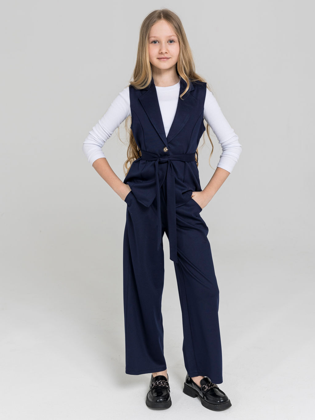 Костюм школьный (жилет, брюки) для девочек - Синий мир фото 6