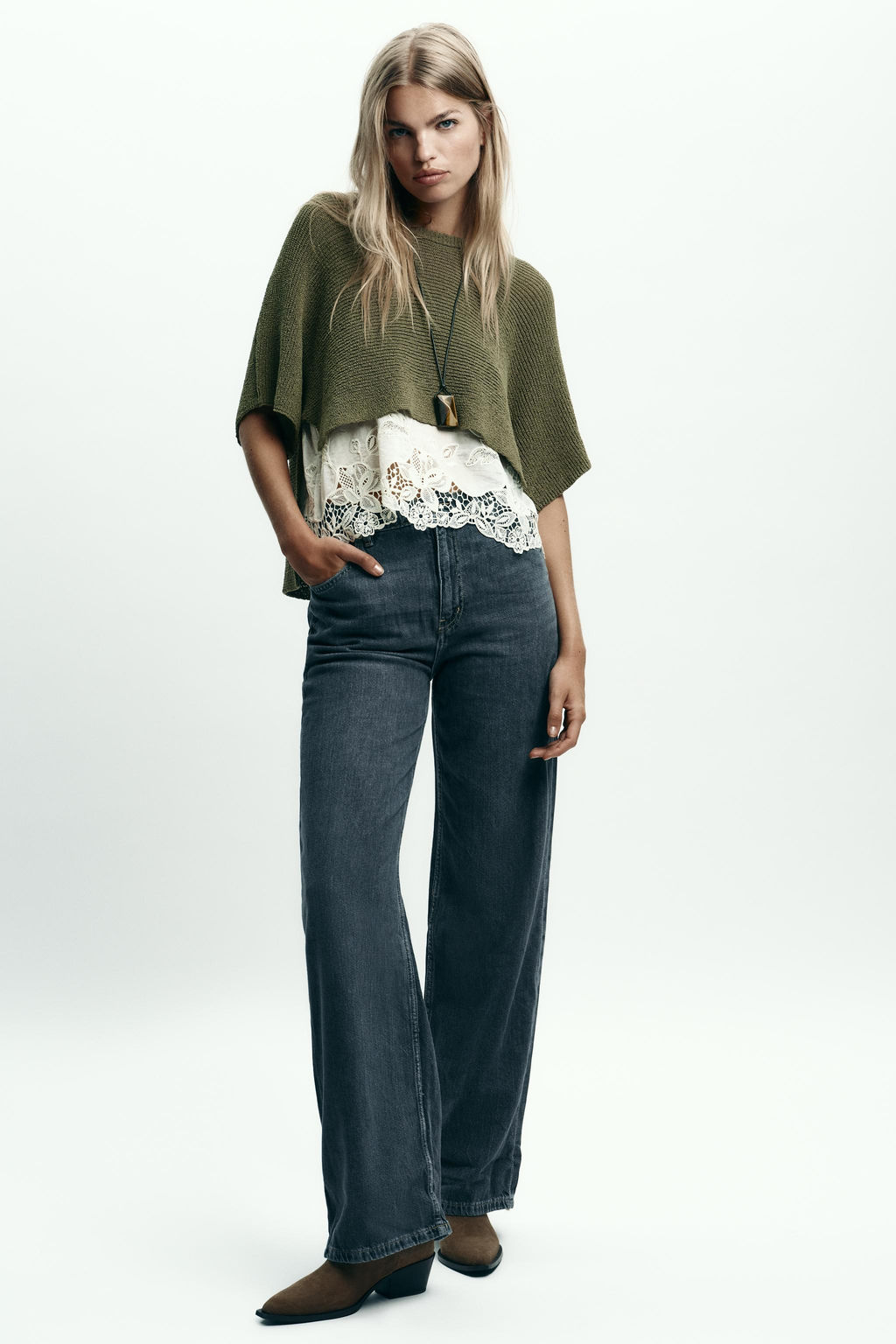 CONTRAST KNIT SWEATER - Zara фото 6