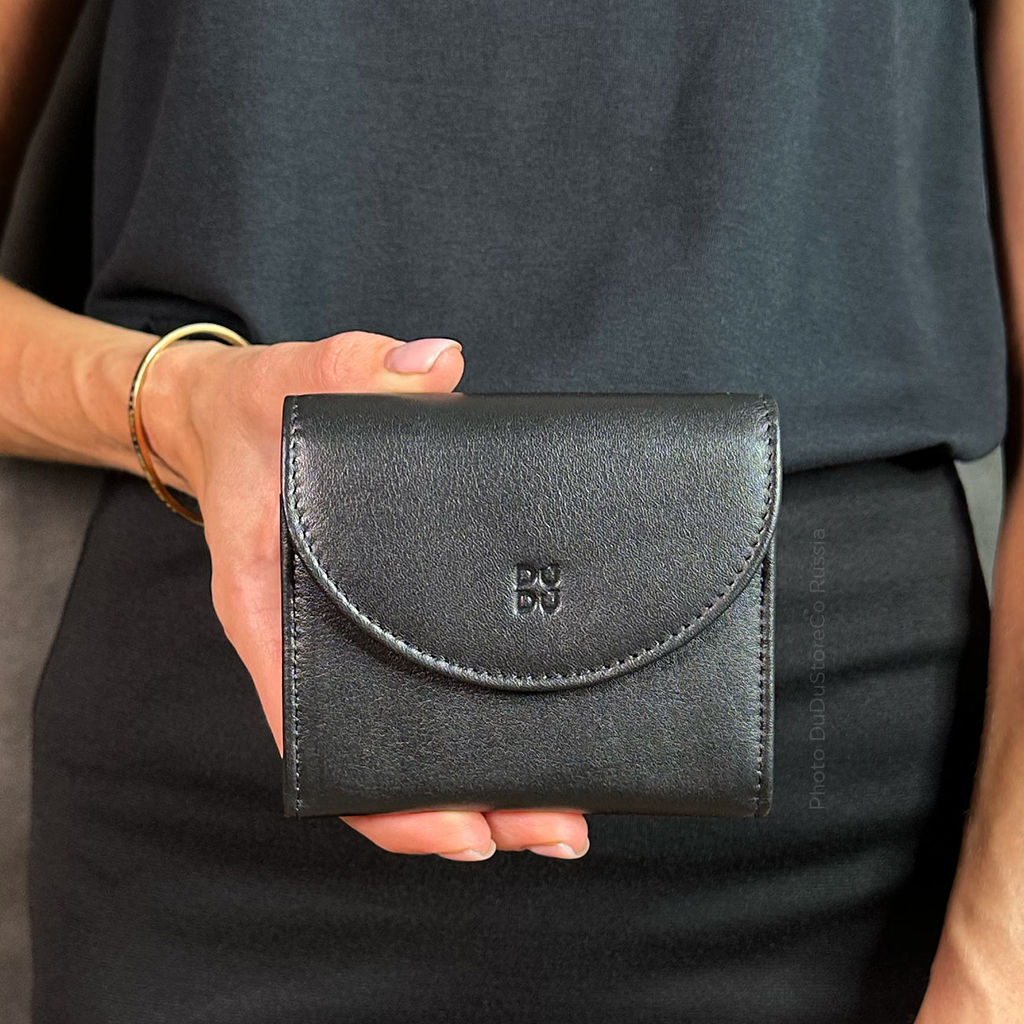 Кошелек кожаный DuDu серии Malaga | черно-розовый пэчворк - Dudubags фото 5