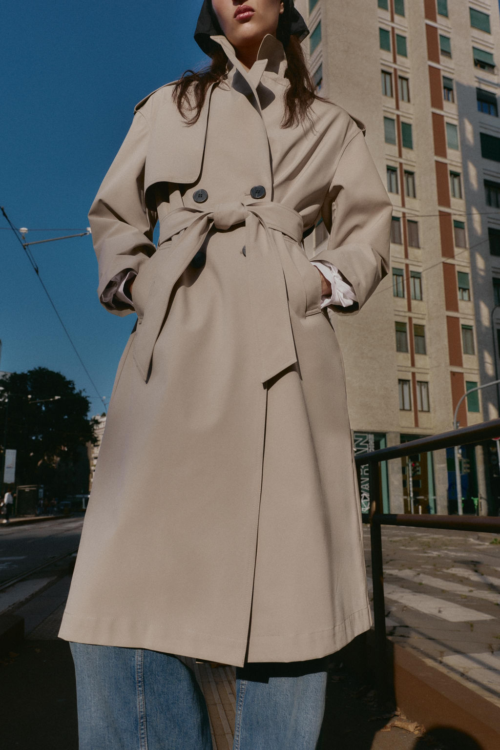 WINDPROOF WATER REPELLENT LONG TRENCH COAT WITH BELT - Zara фото 5