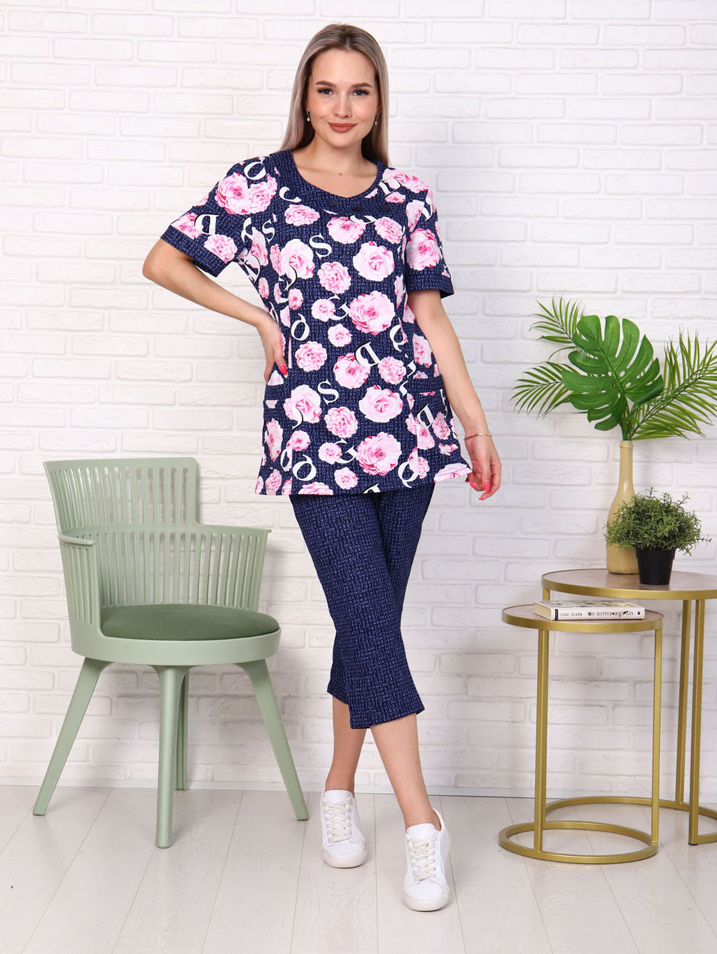 Костюм с бриджами, синий (909-1)