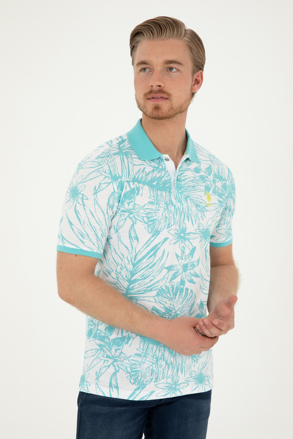 Футболка поло U.S. Polo Assn Regular Fit мятная из хлопка