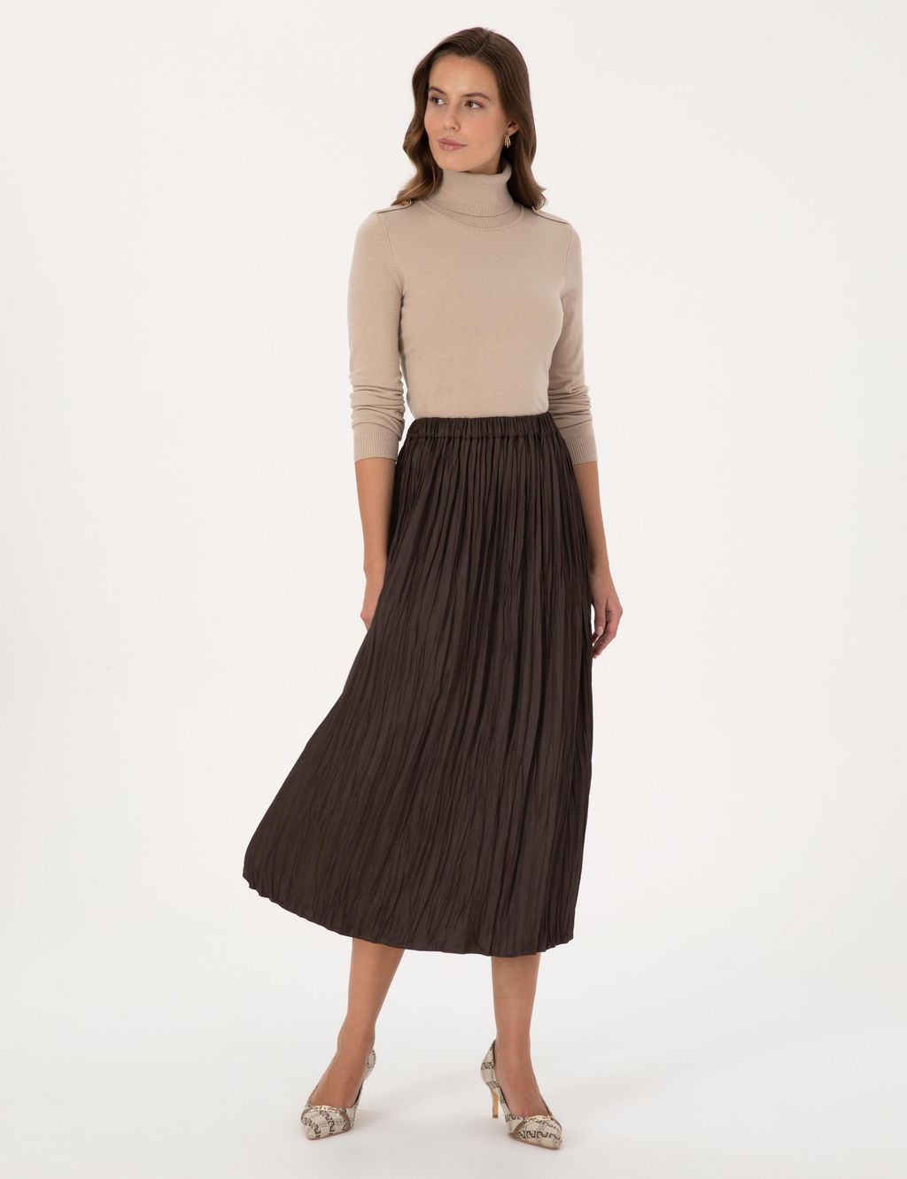 Kahverengi A Kesim Dokuma Etek - Pierre cardin фото 3