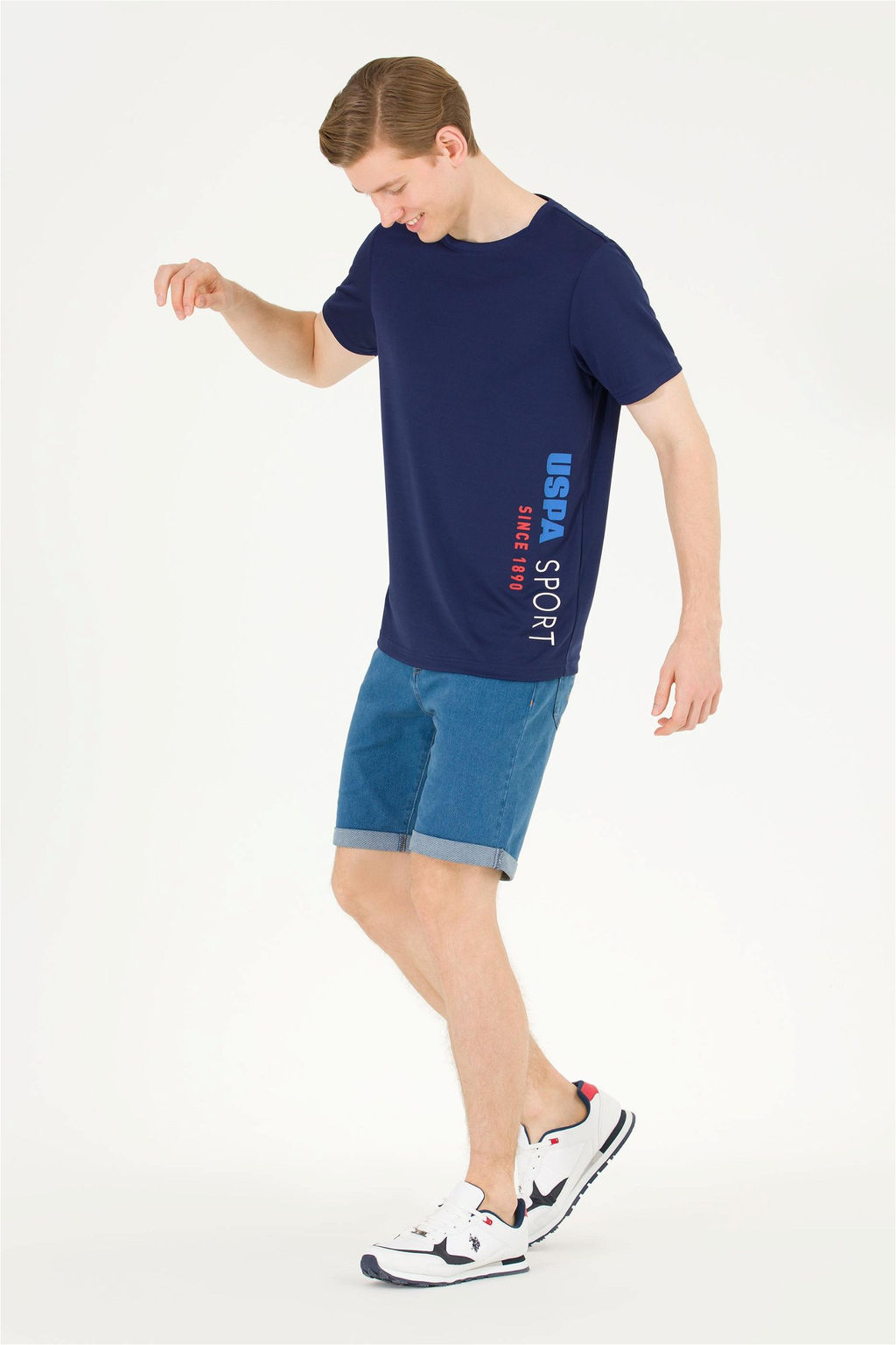 Мужская темно-синяя футболка с круглым вырезом - U.s. polo assn фото 8