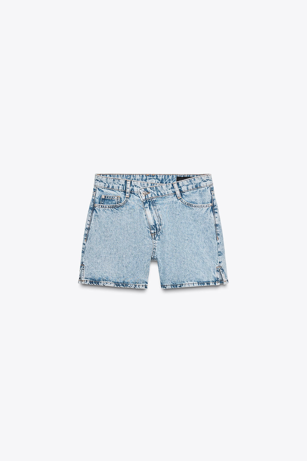 Z1975 HIGH-WAIST CROSSOVER WAIST DENIM SHORTS - Zara фото 21
