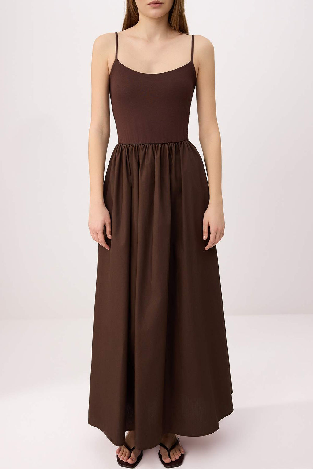 Siyah Belden Ac?lan Dokuma Maxi Elbise TWOSS25EL00869 - Trendyolmilla фото 7