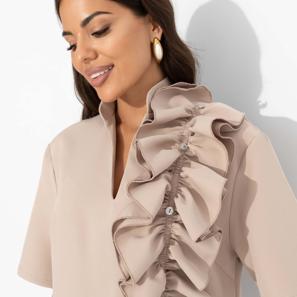 Платье со съемным объемным декором Сияние глянца (nude) - Charutti фото 9