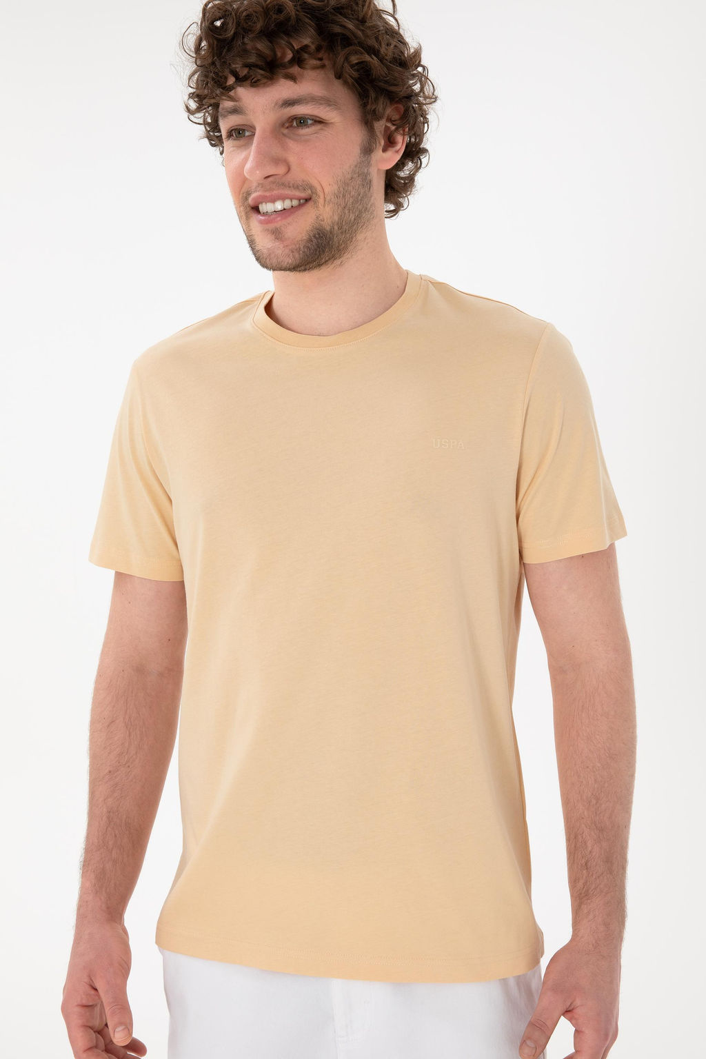 Erkek Regular Fit Bisiklet Yaka Bej Basic Ti__rt Sepette S_rpriz _ndirim - U.s. polo assn фото 4
