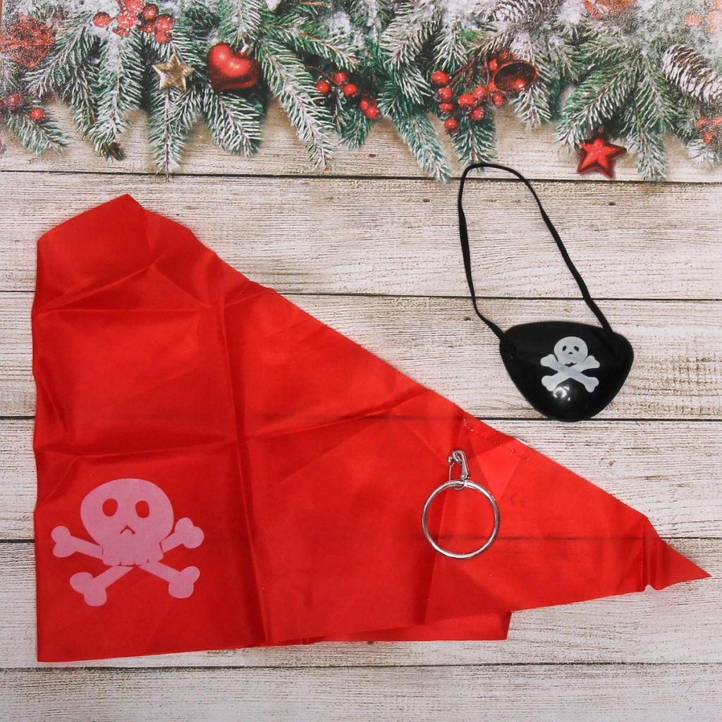 Цена за 4шт. Набор карнавальный "Пират" (бандана, наглазник, серьга)