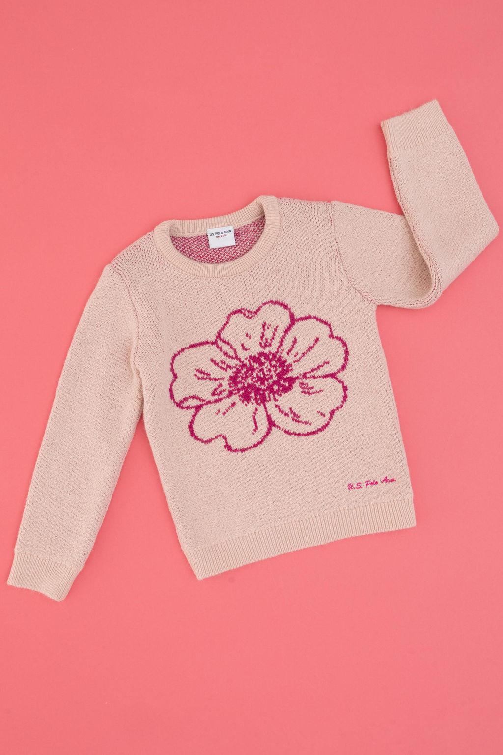 K_z _ocuk Bisiklet Yaka A__k Pembe Kazak - U.s. polo assn фото 3