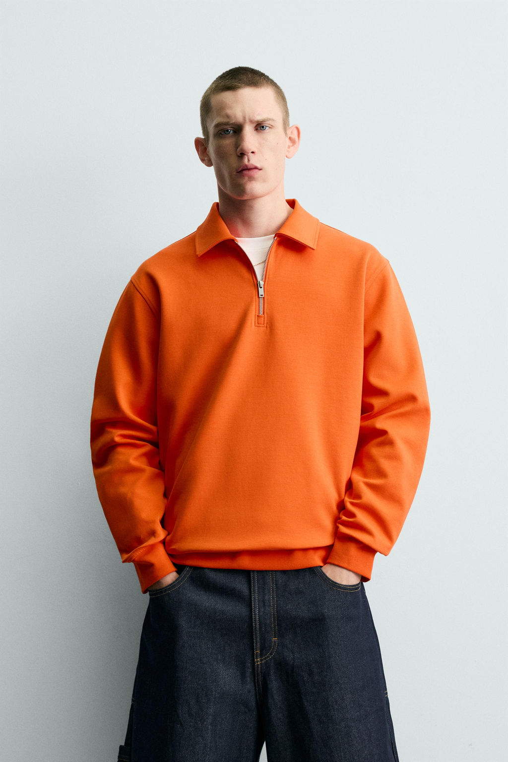SUDADERA POLO INTERLOCK CREMALLERA / Naranja - Zara фото 2