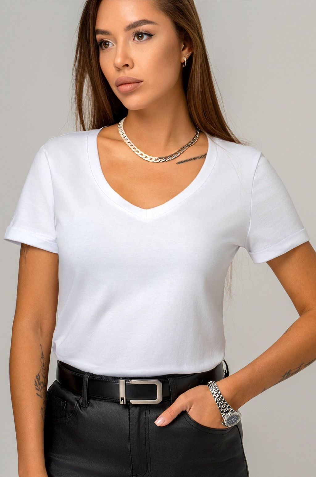 Женская футболка с V образным вырезом Happyfox