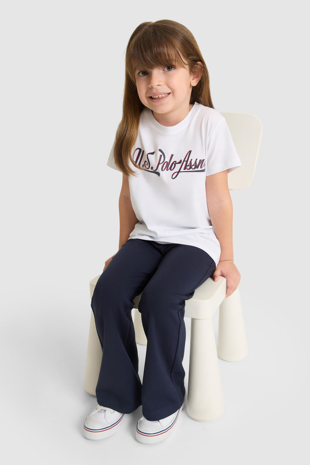 K_z _ocuk Beyaz Fit Bisiklet Yaka Basic Ti__rt - U.s. polo assn фото 4