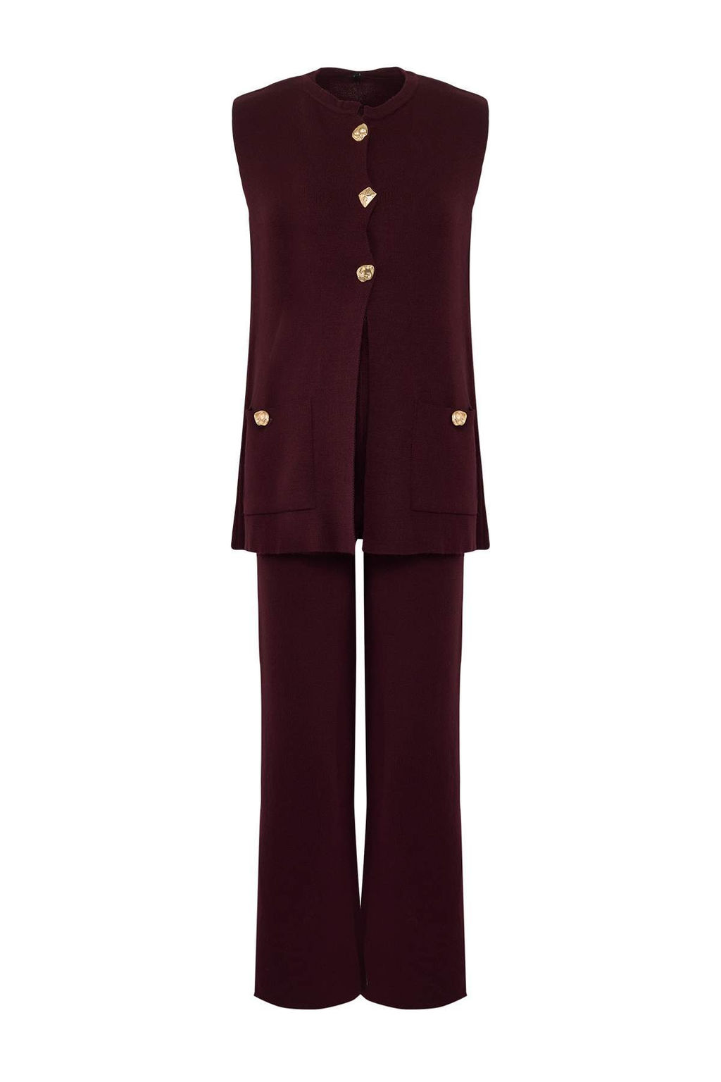 Murdum Genis Kal?p Dugme Detayl? Yelek-Pantolon Triko Alt-Ust Tak?m TWOAW25AU00084