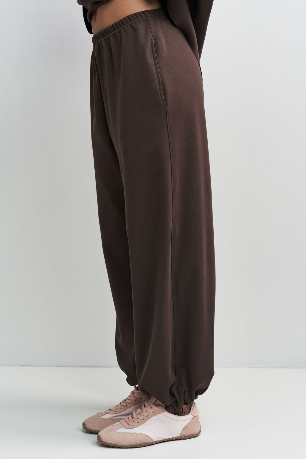 Брюки хлопковые на кулиске Коричневый - Erist store фото 4