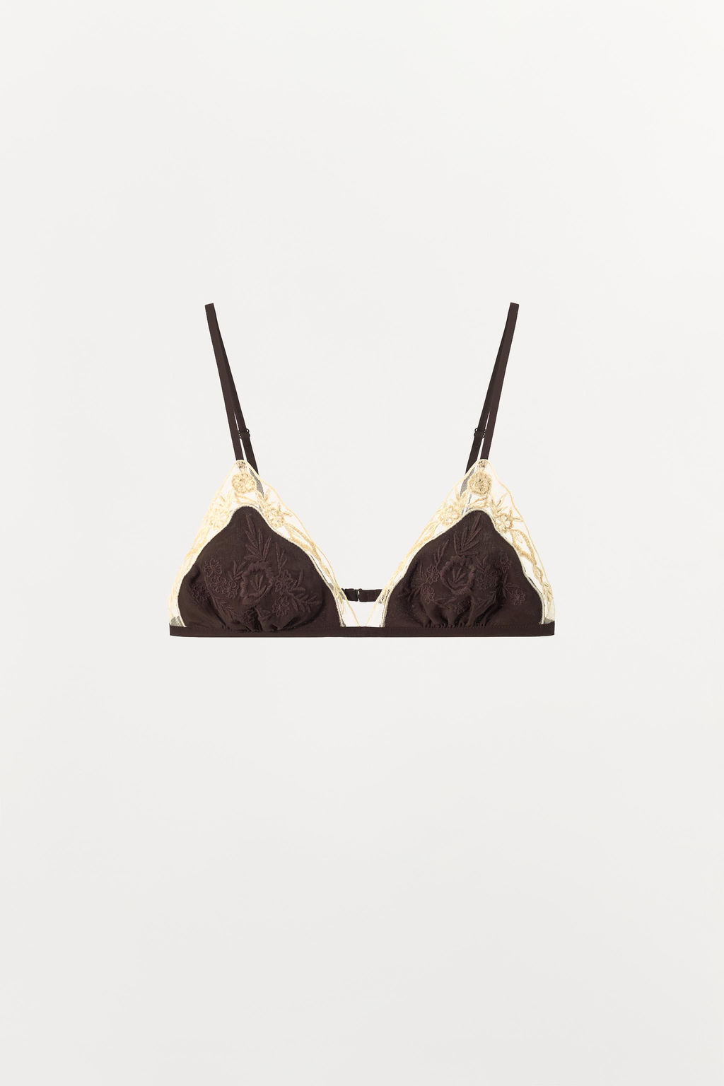 SUJETADOR VISCOSA 100% BORDADOS ENCAJE / Marr?n oscuro - Zara фото 3
