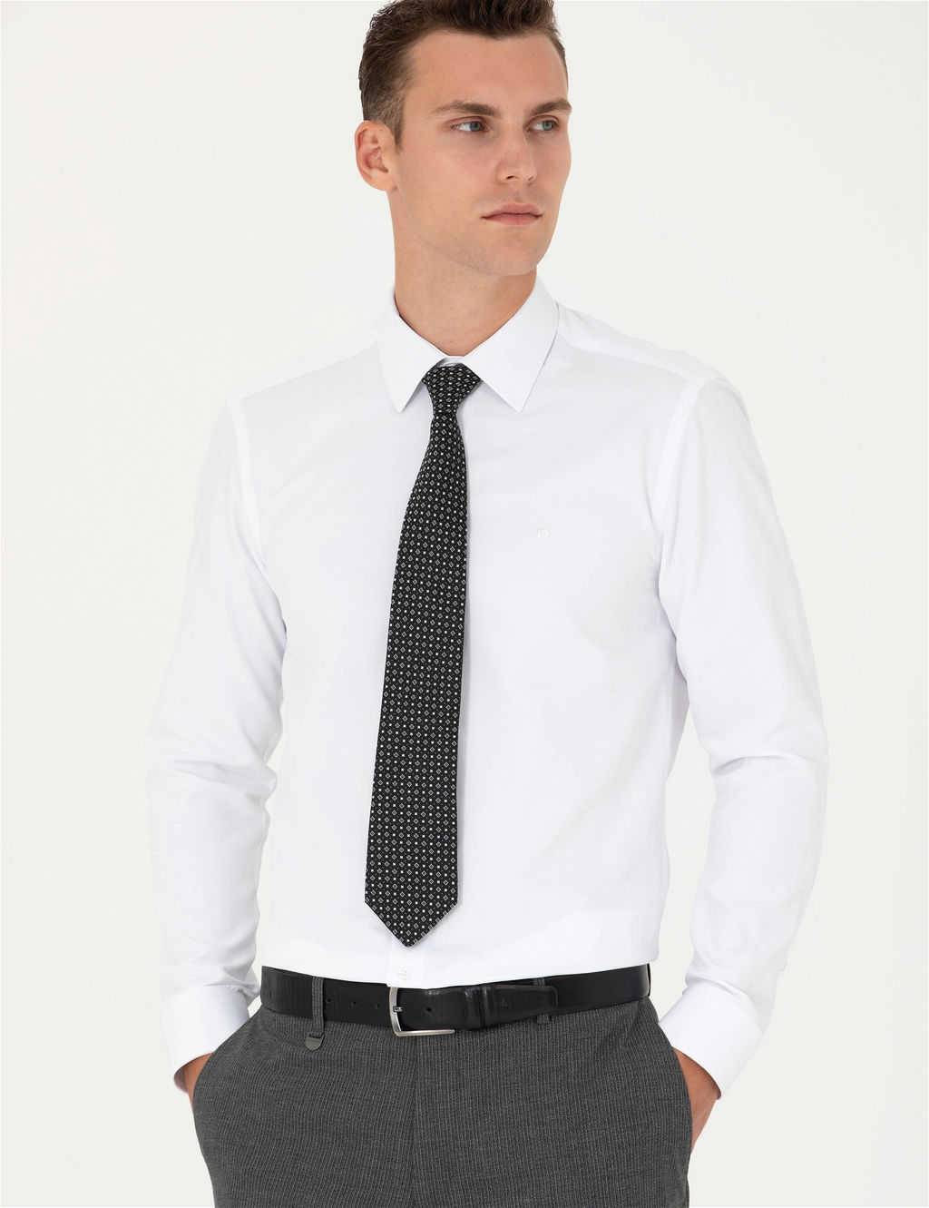 Beyaz Slim Fit Uzun Kollu Basic G_mlek