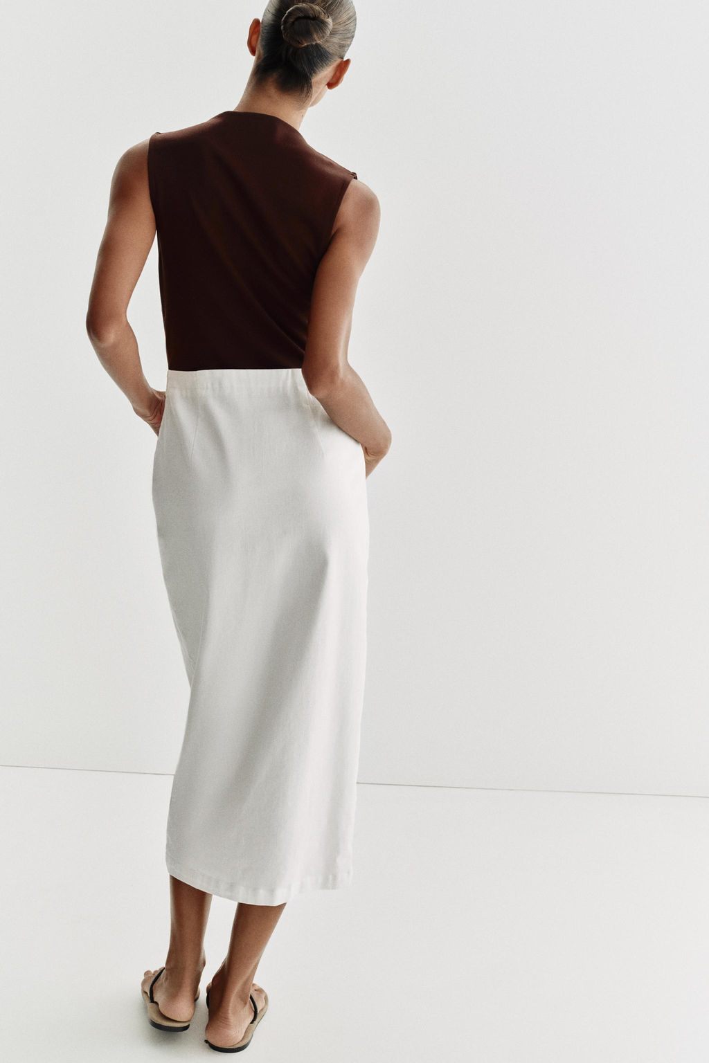 VESTIDO MIDI COMBINADO FORNITURA / Marr?n / Crudo - Zara фото 6