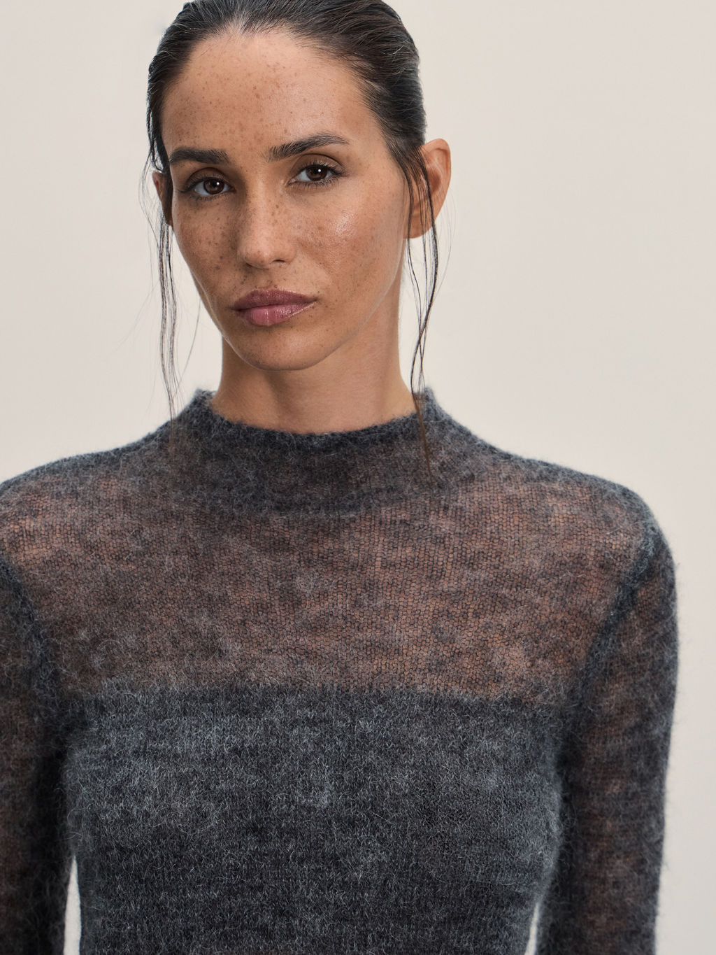 Вязаный шерстяной лонгслив с мохером в составе / Zarina  фото 6