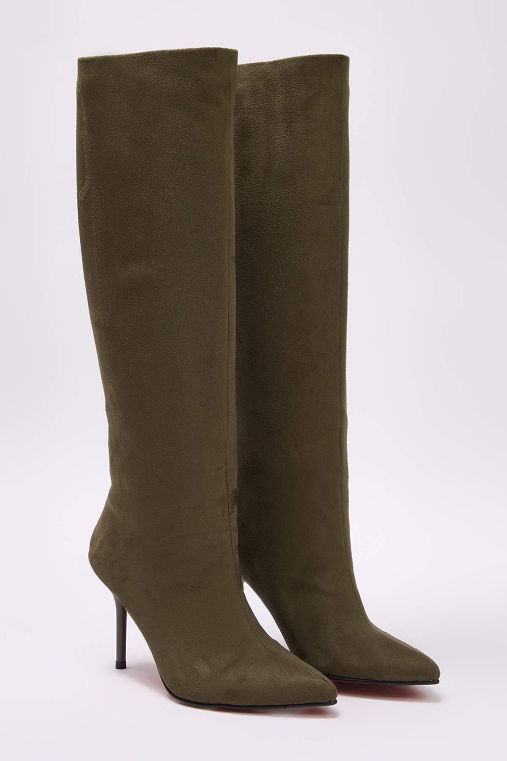 Siyah Suet K?rm?z? Taban Sivri Burun Ince Topuklu Kad?n Cizme TAKAW26CZ00032 - Trendyolmilla фото 6