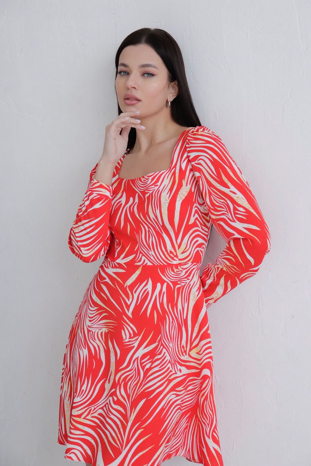 Платье с вырезом каре красное - Martichelli фото 6