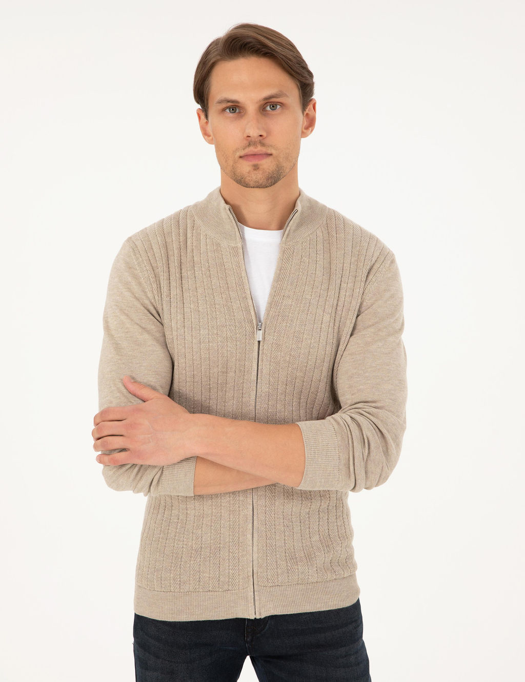 Kum Melanj Slim Fit Fermuarl_ Triko H_rka