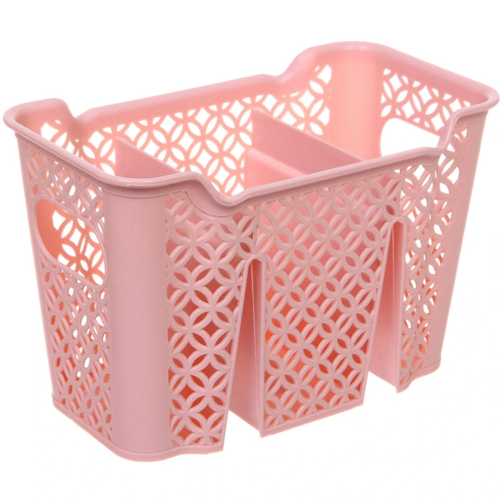 Цена за 3 шт. Подставка для столовых приборов пластиковая "Колечки" 3отделения, 19*11*12,5см, микс цветов