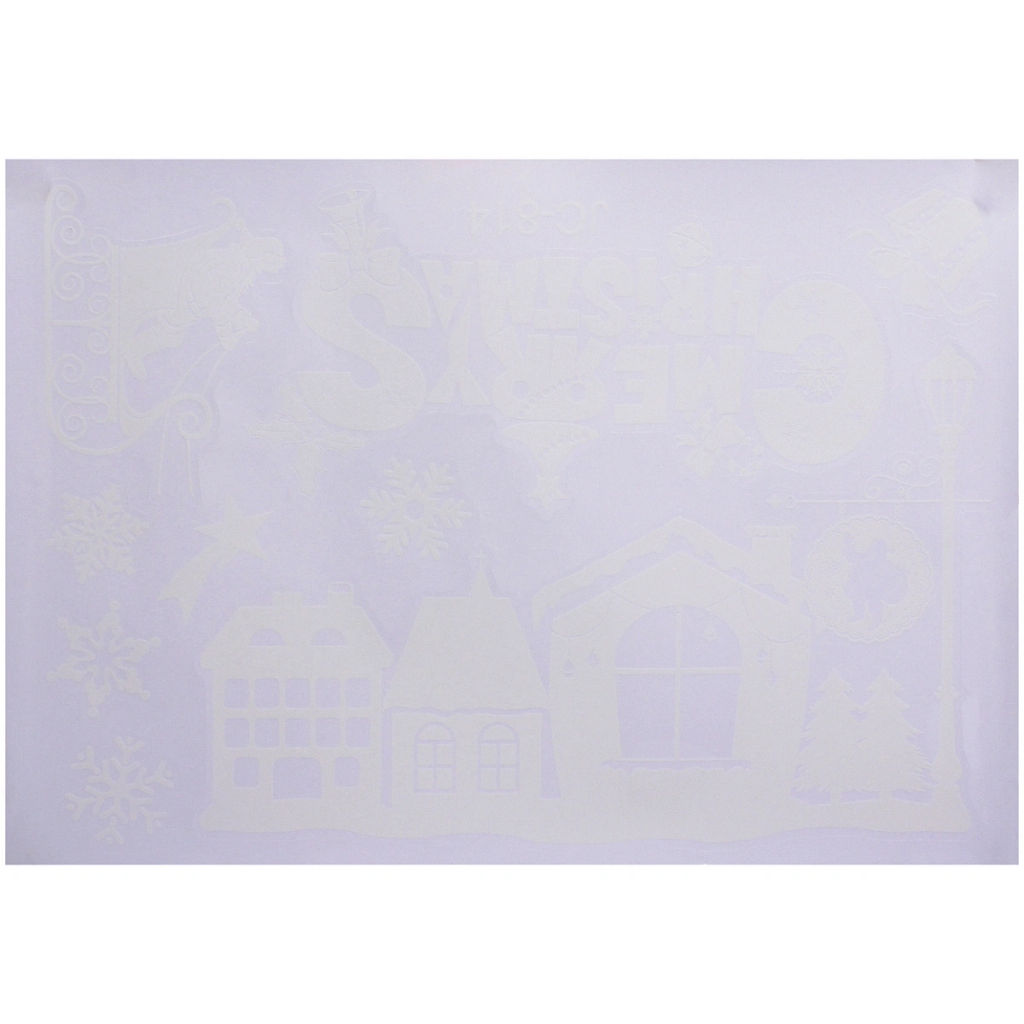 Цена за 2 шт. Наклейка на стекло "Зимняя упряжка" 50*35 см (диаметр рулона 4 см)