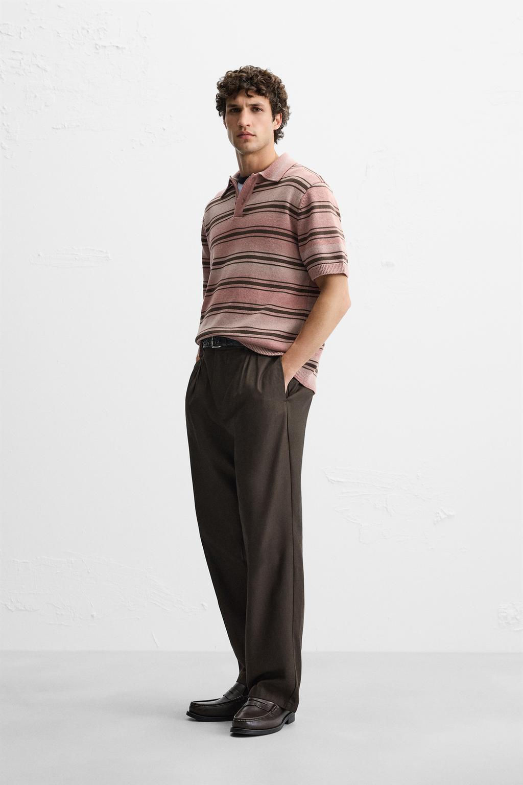 STRIPED WASHED KNIT POLO SHIRT - Zara фото 4