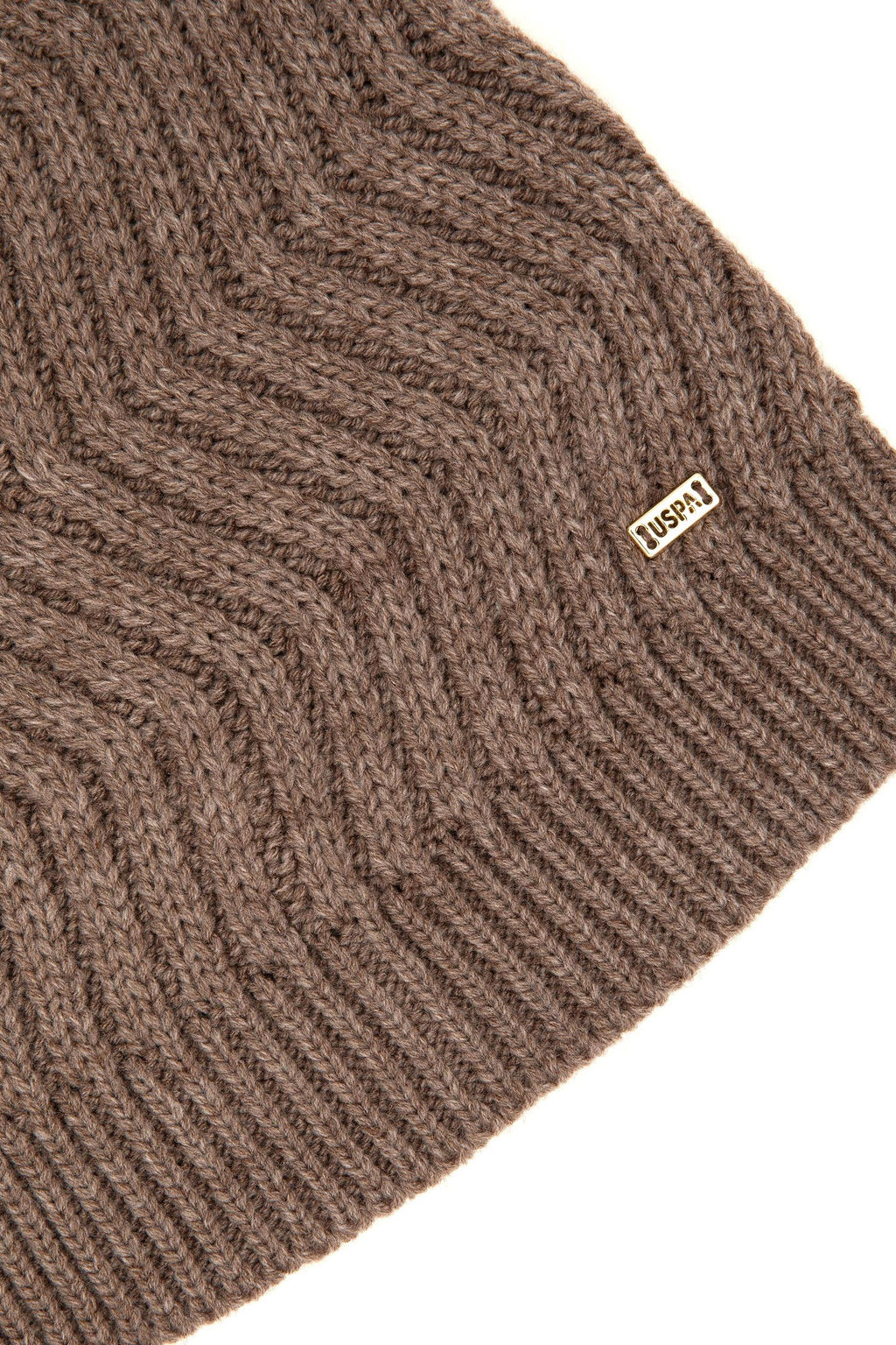 Женский меланжевый берет светло-коричневого цвета Неожиданная скидка в корзине - U.s. polo assn фото 3