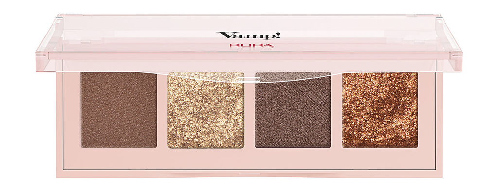 PUPA Палетка теней Vamp! 4 EYESHADOWS PALETTE тон 002 Золото и бронза
