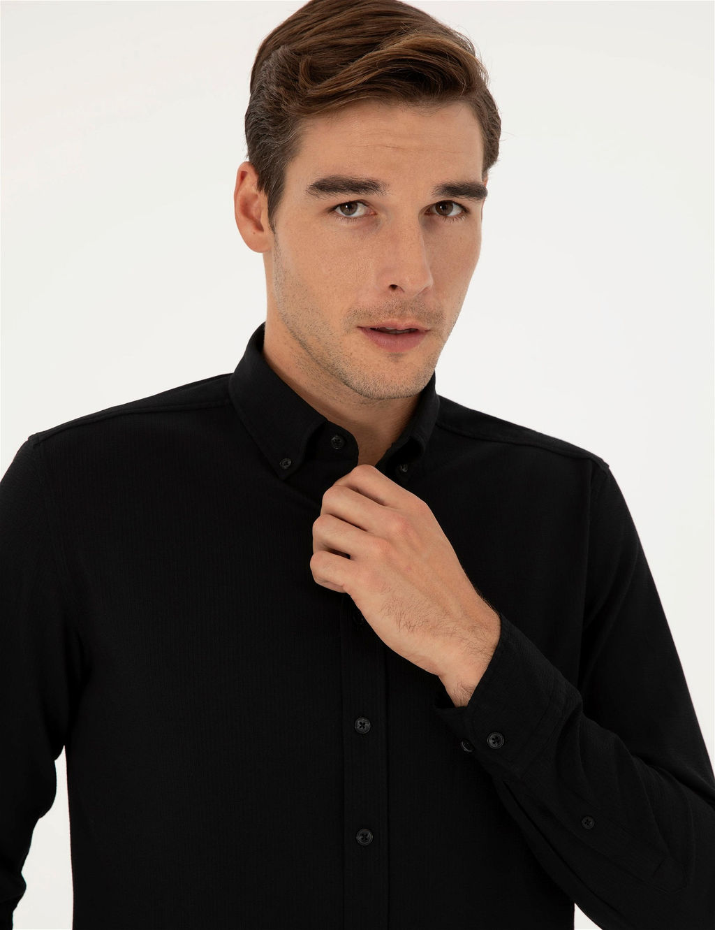 Siyah Slim Fit Uzun Kollu G_mlek - Pierre cardin фото 2