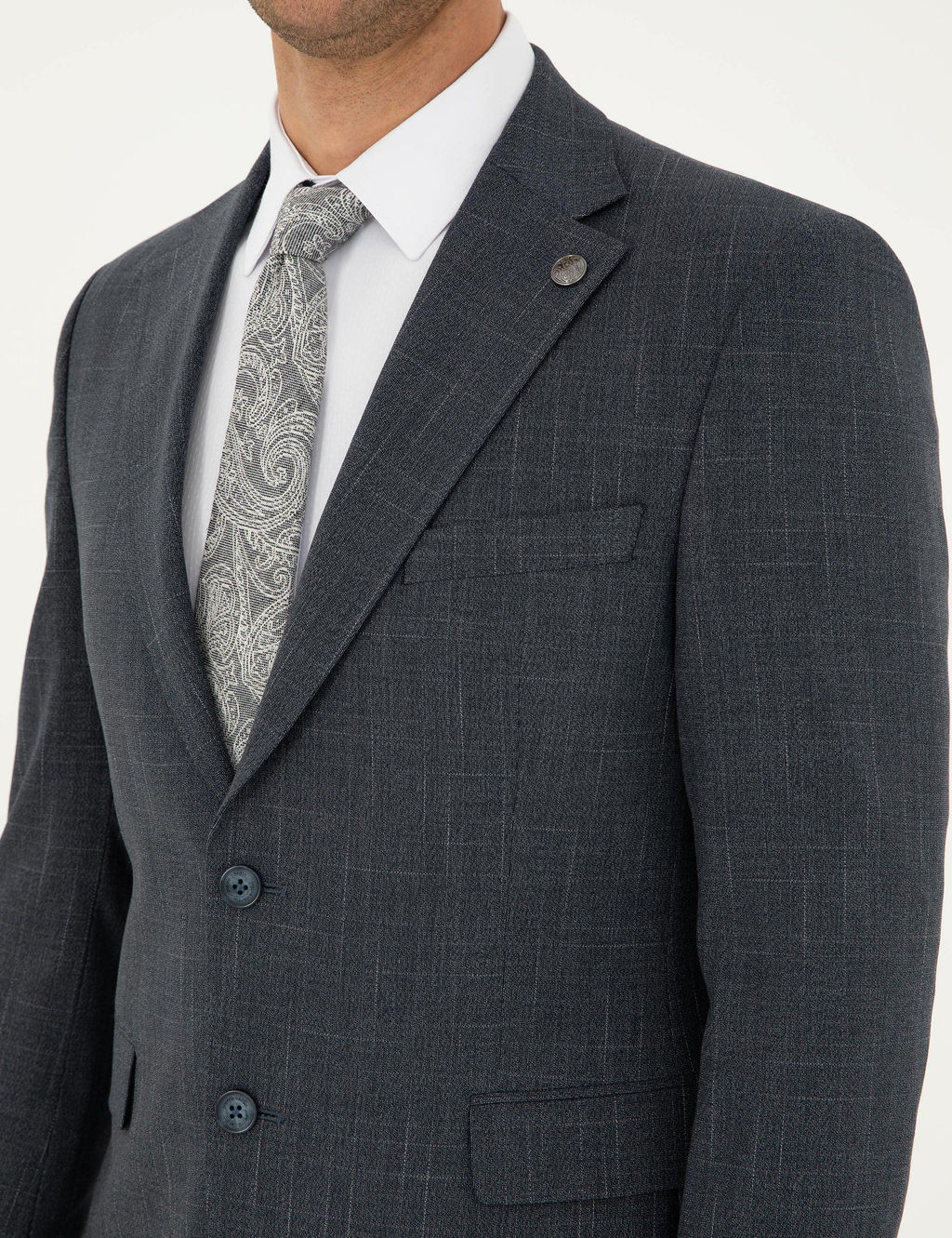 Lacivert Slim Fit Tak_m Elbise