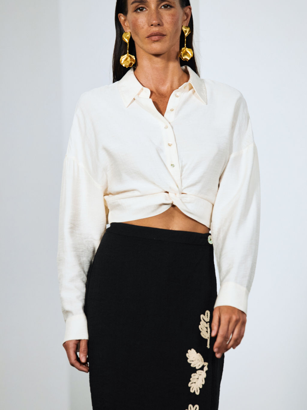 Укороченная рубашка из вискозы / Zarina  фото 2